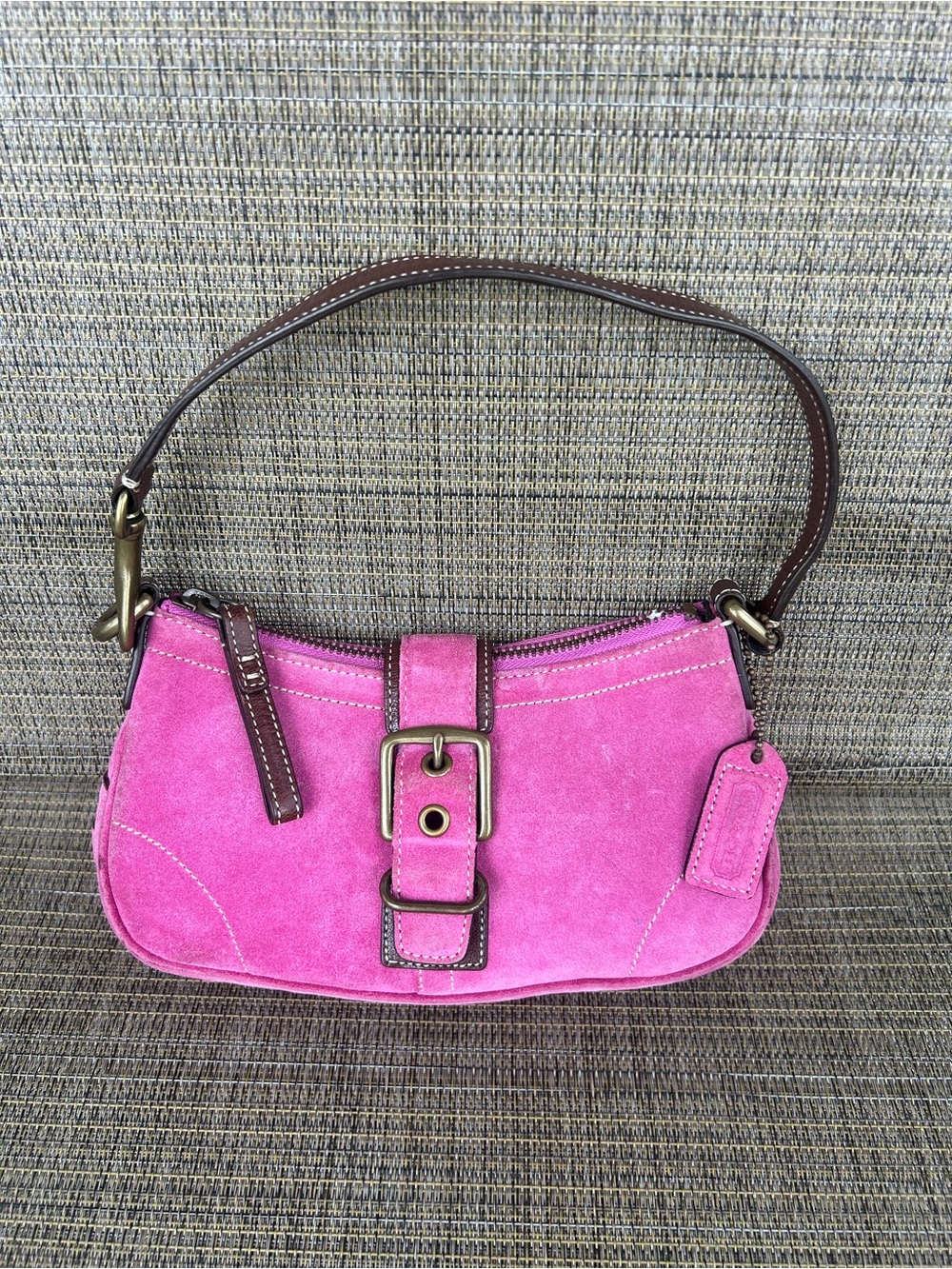 Rare! Coach Vintage Y2K Pink Soho Mini Suede Shoulder Bag brown leather purse